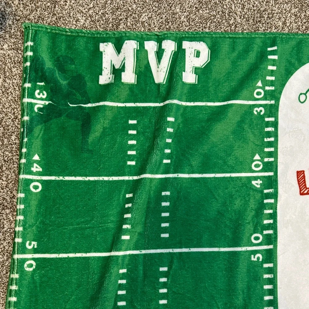 Green Football Milestone Baby Blanket - Touch Down Months